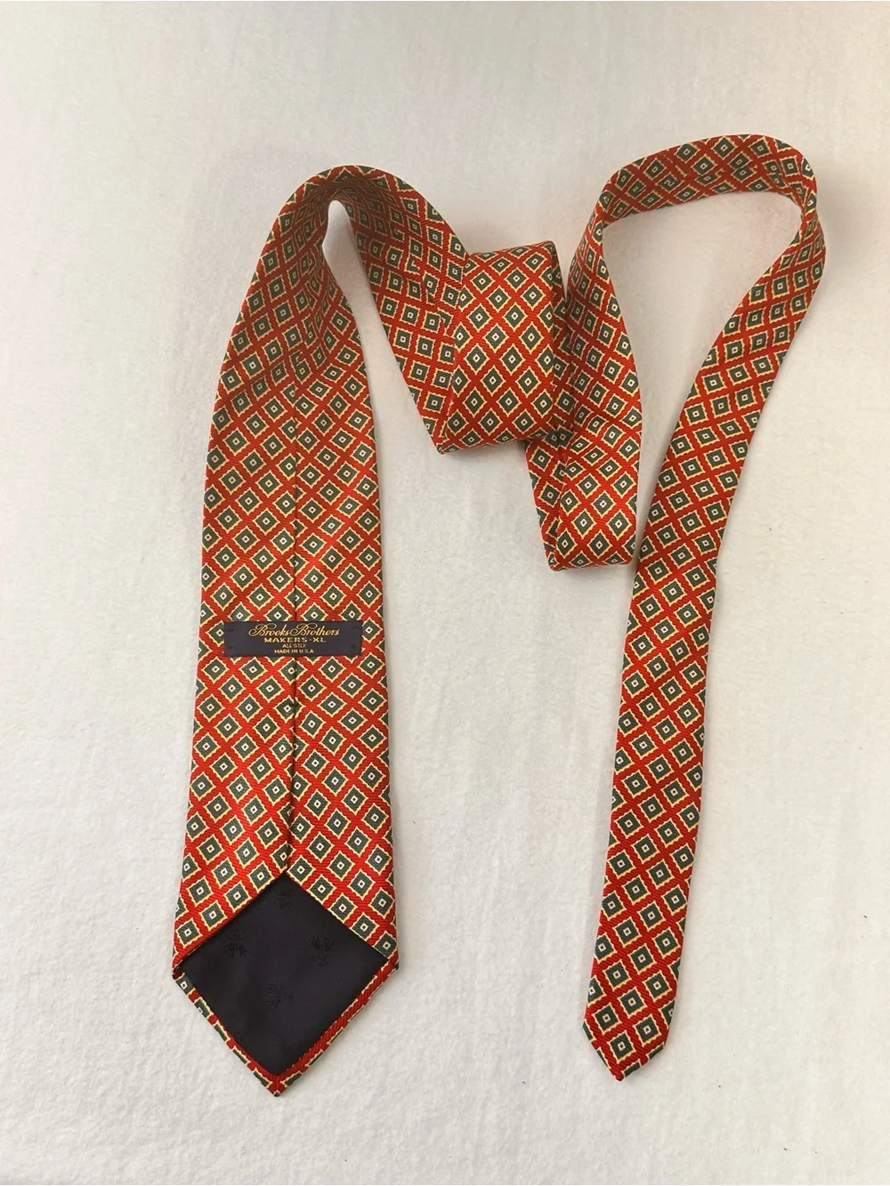 Men's Red Geometric Silk Tie Vintage Brooks Brothers Makers Multicolor Necktie